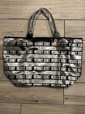 Victoria's Secret Sequin Tote and Cosmetic Bag